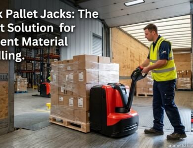 Truck pallet jack used for efficient material handling in warehouses, improving productivity and reducing manual labor costs